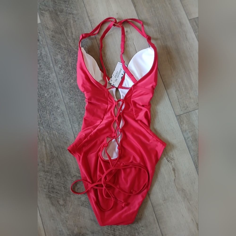 NWT Enjoy the Sunshine One Piece Swimsuit in red. Size XL - Picture 4 of 6